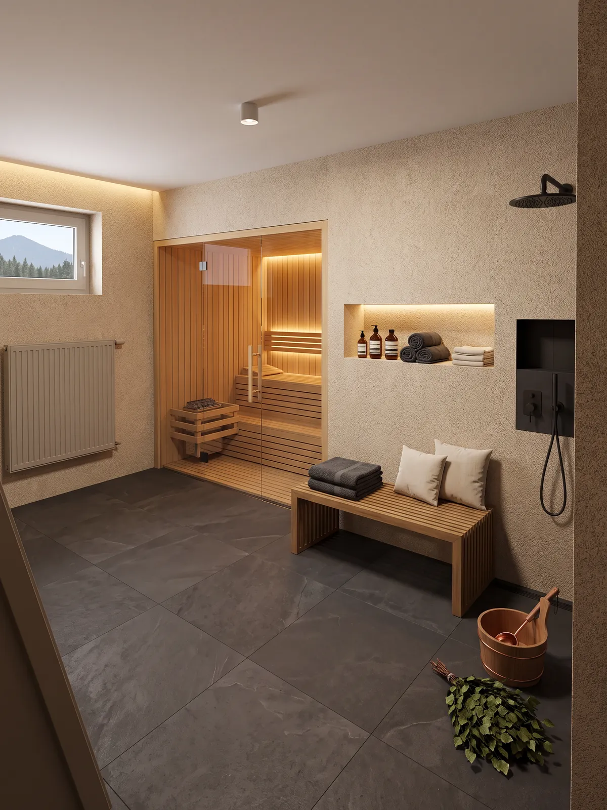 Wellness a sauna ve sklepě